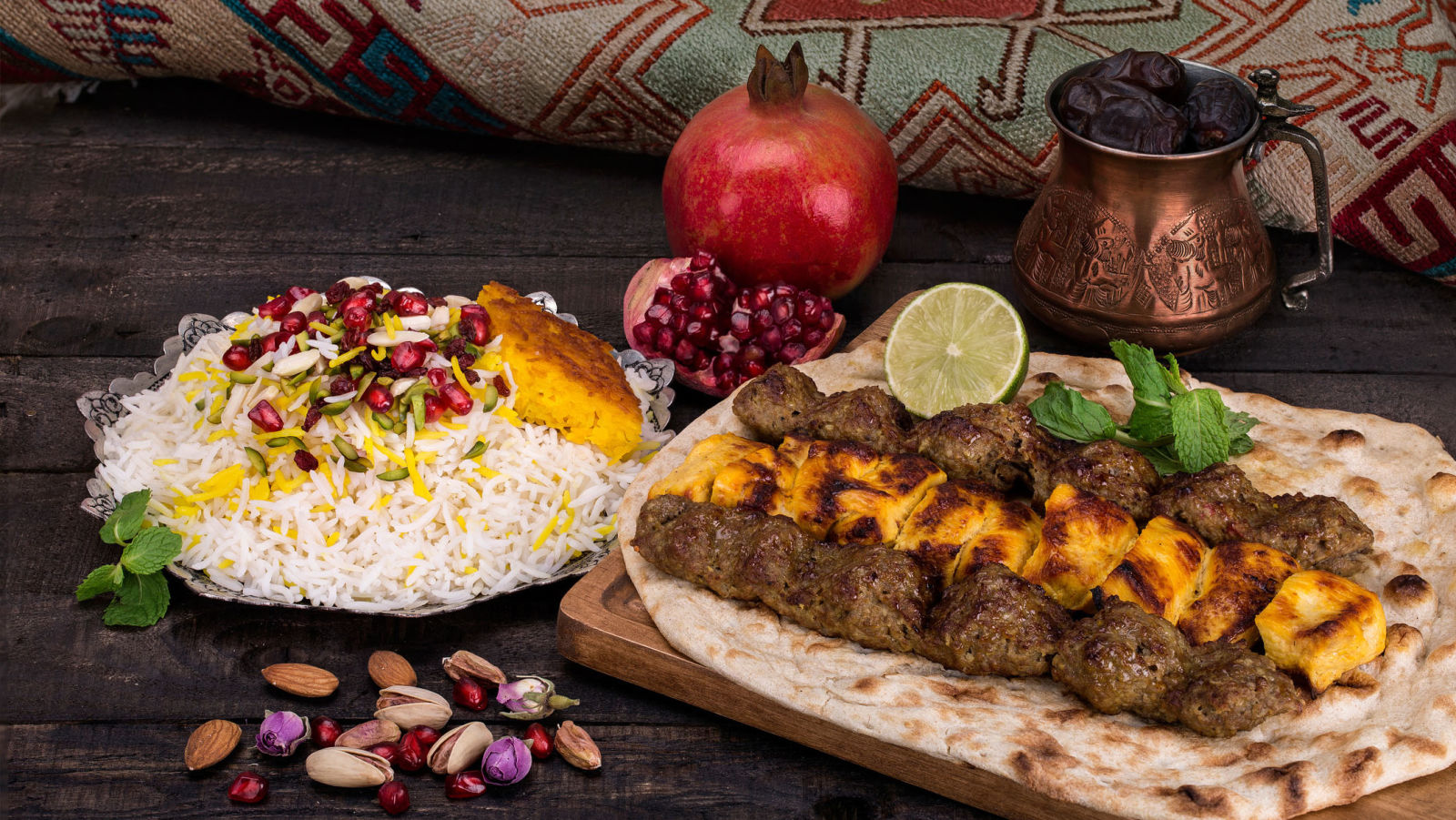 Persian food- chelo Kebab